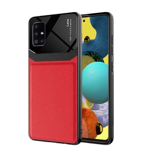Galaxy A51 Kılıf ?Zore Emiks Deri Görünümlü Kılıf (Kırmızı)