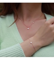Yaprak Figürlü Zirkon Taşlı Mine İşli Rose Gold Kaplama Takım