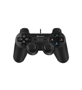 GAMEBOOSTER GB-J18 USB Kablolu Oyun Kolu, Çift Titreşim Motorlu, Ergonomik Siyah Tasarım, PC ve PS3 Uyumlu Gamepad