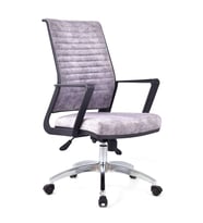 Magenta Gri Deri Ofis Çalışma Koltuğu