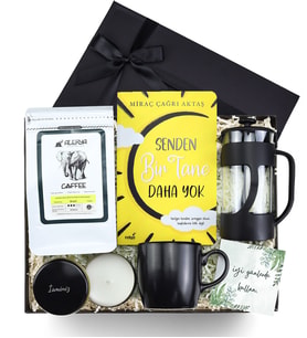 Kişiye Özel Mum & Senden Bir Tane Daha Yok Kitabı & Filtre Kahve & French Press & Kupa Premium Hediye Seti