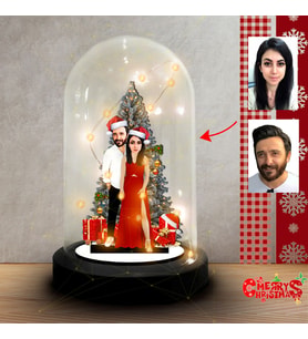 Noel Karikatürü Sevgili Hediye, Noel sevgili Karikatür Hediyesi, Karikatür Noel Tatili, Dekoratif Karikatür ışıklı Fanus , Yılbaşı Hediyesi  FN257