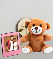 Kişiye Özel 25cm Peluş Ayıcık Ve Fotoğraflı Pembe Çerçeve