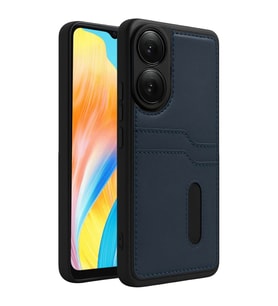Oppo A38 Sara Kartvizitli Deri Kılıf - Lacivert