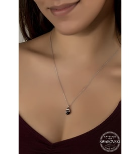 Union Swarovski Crystal Kadın Chorme Oval Gümüş Kolye