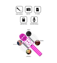 Karaoke Mikrofon Aux Usb Ve Sd Kart Girişli Bluetooth Mikrofon Pembe