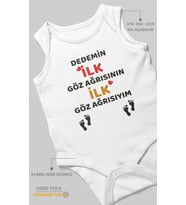 Dedemin İlk Göz Ağrısıyım Baskılı Bebek Zıbını – Çıtçıtlı Body  %100 Pamuk Sıfır Kol (Beyaz)