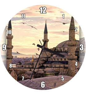 Cakatablo Günbatımında İstanbul Camisi ve Martılar Duvar Saati