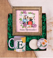 Canım Öğretmenim & Doğal Ahşap Çerçeve, Kupa , Candleaf Mum-Set 3 (Karışık)