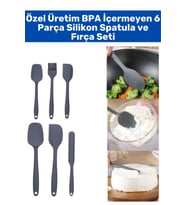 Özel Seri Gıda Sınıfı BPA İçermeyen Mutfak Yemek Hazırlık Pratik 6 Parça Silikon Spatula Fırça Seti