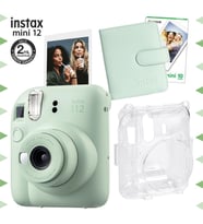 Instax mini 12 Yeşil Fotoğraf Makinesi-10'lu Film-Kare Albüm ve Şeffaf Kılıf Seti