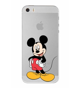 Apple iPhone 5 Uyumlu Kamera Korumalı Tıpalı  Kapak Mickey Mouse TasarımlıŞeffaf Kılıf