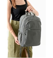 Bagacar Bolsas 1092 Su Geçirmez İthal Krinkıl Kumaş Laptop Bölmeli Okul ve Günlük Sırt Çantası Gri (Siyah)