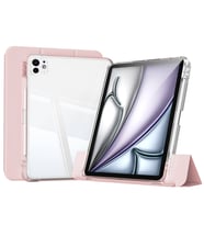 Apple iPad Pro 11inç M4/M5 Kılıf Kalem Bölmeli Akrilik Şeffaf Ayrılabilir Case 2 (Açık Pembe)
