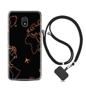 Xiaomi Redmi 8A 8 Pro 9C 9T 10C 11T Pro Kılıf Boyun Askılı Silikon Harita ve Uçak 1777
