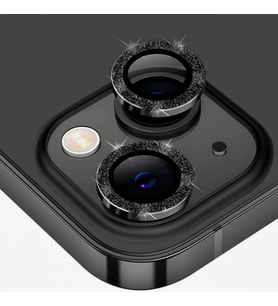 ALLY iPhone 14-14 Plus Diamond Taş İşlemeli Alüminyum Alaşımlı Kamera Lens Koruyucu (Siyah)