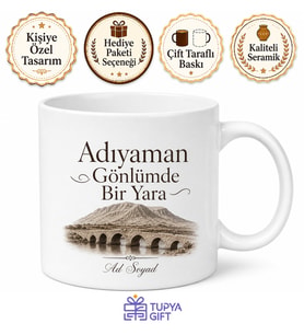 Adıyaman Memleket Özlemi Yazılı Kupa Bardak Hediye Baskılı Porselen