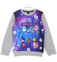 Erkek Çocuk Among Us Baskılı Sweatshirt 5 - 13 Yaş Gri