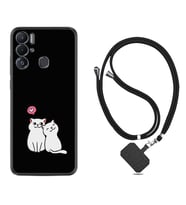 Tecno Pova Neo Kılıf Silikon Boyun Askılı İpli Desenli Silikon Love Cats 1690