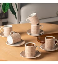 Sd-210-5 Porselen 6 Kişilik Fincan Seti 12 Parça Türk Kahvesi Fincanı Takımı-100ml