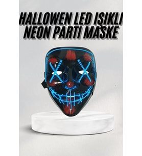 Led Işıklı Neon Maske Cadılar Bayramı Maskesi Korkunç Korku Maskesi