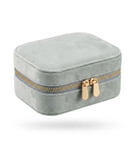 Takı Kutusu Düzenleyici Seyahat Çantası Kolye Yüzük Küpe Organizer Kadife Bebe Mavisi 12cmx8cm