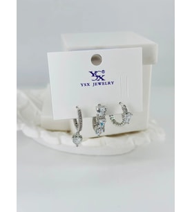 Zirkon Taşlı Üçlü Kombin Küpe - Kp00384