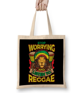 Stop Worrying And Listen To Reggae Rastafari Lion Bez Çanta Uzun Saplı