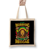 Stop Worrying And Listen To Reggae Rastafari Lion Bez Çanta Uzun Saplı