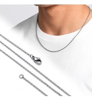 Premium Parlak ve Şık İnce Rulo Halka Tekli Erkek 316L Çelik Kolye 1mm 55cm 3183ECK050 - Gümüş Renk