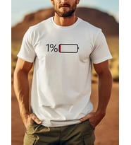 Erkek Sarj %1 Baskılı T-Shirt Kısa Kol Bisiklet Yaka Regular Fit Tişört - Beyaz