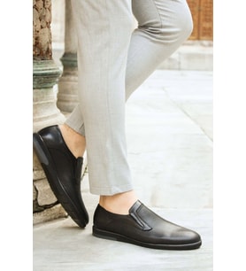 FAST STEP Hakiki Deri Erkek Casual Ayakkabı 711MA370-2291 (Siyah)