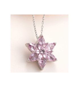 Gümüş Pembe Lotus Çiçeği Kolye CSR2181015