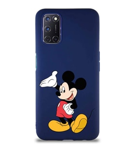 Oppo A92 Soft Premier Kapak Mickey Mouse-C Tasarımlı Silikon Kılıf - Lacivert (Şeffaf)
