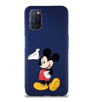 Oppo A92 Soft Premier Kapak Mickey Mouse-C Tasarımlı Silikon Kılıf - Lacivert (Şeffaf)