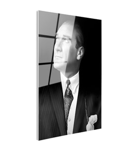 Tamperli Gerçek Cam Tablo Atatürk Desenli Kravat Atatürk Tablosu Duvar Dekoru