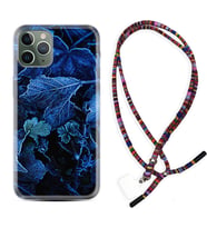 Apple iPhone 11 12 13 14 Pro Max Kılıf Boyun Asklı Rasta Silikon Blue Foid 1628