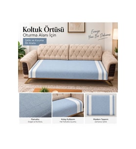 Özdilek 2 Adet Pamuklu Oturma Yerini Örten Zigzag Koltuk Örtüsü (80x210)
