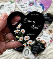 Kişiye Özel Kalp Şeklinde Magnet Düğün Nişan Nikah Söz Misafirlere Hatıra