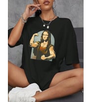 Baskılı Oversize T-shirt - Siyah