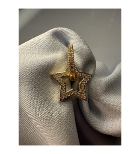 18 Ayar Altın Kaplama Swarovski Taşlı Çıkartılabilir Yıldız Halka Küpe