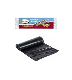 J-400 Jumbo Boy Çöp Torbası 80 x 110 cm 10 Lu Rulo x 1 Paket = 10 Adet (Siyah)
