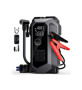 Akü Takviye Cihazı ve Lastik Hava Kompresörü Uyarı Işıklı ve Powerbanklı 16.000 mAh Akım Korumalı