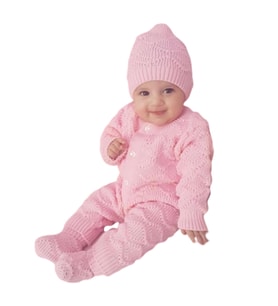 Pembe , Bereli Triko Kız Bebek Tulumu