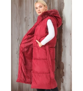 Dewberry Kadın %100 Polyester Yelek Açık Bordo Z6744 Günlük Dış Giyim, Hafta Sonu Kombini, Seyahat Gardırobu