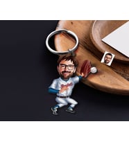 BK Gift Kişiye Özel Beyzbol Karikatürlü Ahşap Anahtarlık-2 Sevgiliye Hediye, Arkadaşa Hediye, Doğum Günü Hediyesi