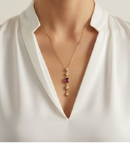 Kırmızı Damla Taşlı Y Kolye (Altın)