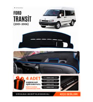 FORD TRANSİT (2001-2006) Uyumlu Torpido Örtüsü Torpido Kılıfı - Siyah Mavi