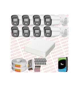 Provzen Hikvision ColorVu Full HD 8 Kameralı Gece Renkli Güvenlik Kamerası Olay Anında bildirim