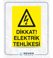 Dikkat Elektrik Tehlikesi 21x28 Arkası Yapışkanlı Levha